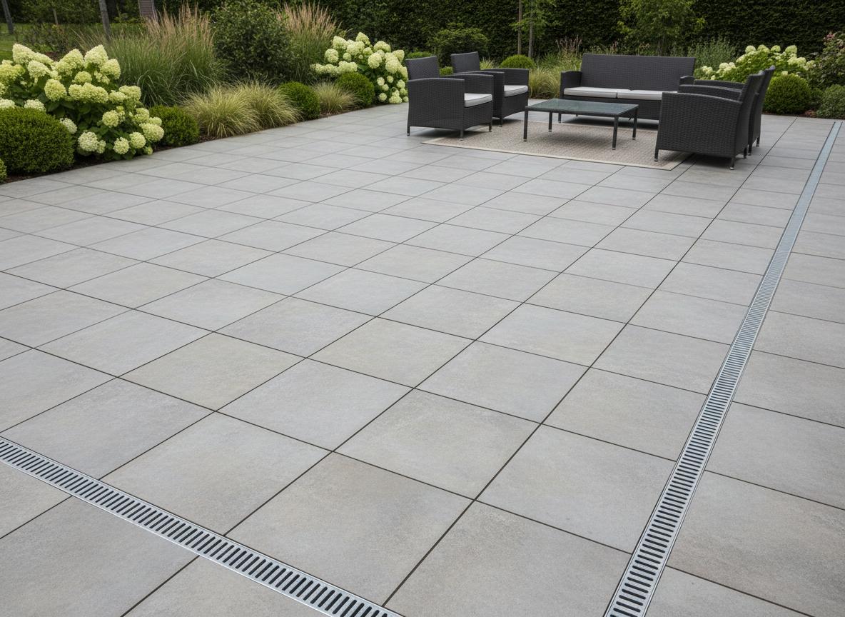 Verlegung von wetterfesten Terrassenplatten im Außenbereich