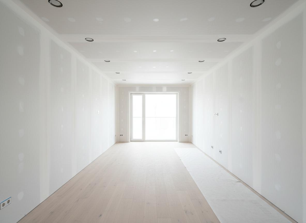 Professionelle Trockenbau Installation mit modernen Trennwänden